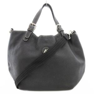 ハンドバッグ ショルダー 2WAY 斜め掛け ロゴ レザー 黒 ブラック /GV GY11