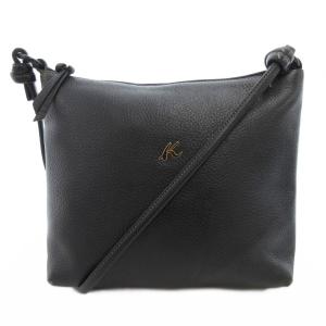 ショルダーバッグ 斜め掛け クロスボディ ロゴ レザー シボ革 黒 ブラック /GV GY11