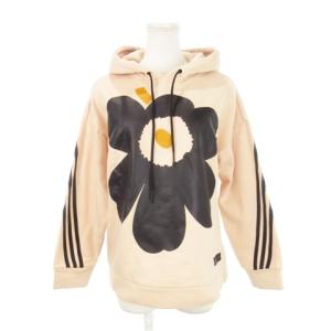 × マリメッコ Marimekko プルパーカー 長袖 プリント フラワー 花柄 スリーストライプス 裏起毛