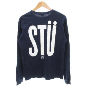 STUSSY Tシャツ 長袖 ロンT クルーネック ロゴ M 紺 ネイビー /GV GY18