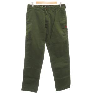 チノパンツ ストレート ジップフライ ロゴ 32 カーキ /GV GY18