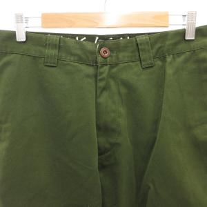 STUSSY チノパンツ ストレート ジップフライ ロゴ 32 カーキ /GV GY18