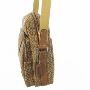 COACH ショルダーバッグ キャンバス レザー 革 シグネチャー ストライプ ロゴ型押し 茶 ブラウン 4274