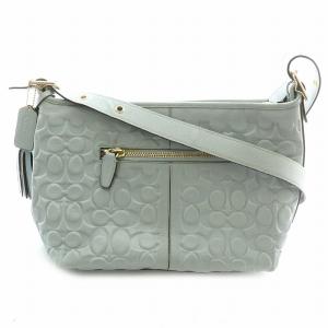 ショルダーバッグ レザー 皮革 エンボス シグネチャー ロゴ 総柄 タッセル 青 ブルー 灰 グレー 金