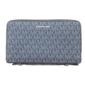 ウォレット 長財布 セカンドバッグ PVC ラウンドファスナー MKシグネチャー ブルー /UO