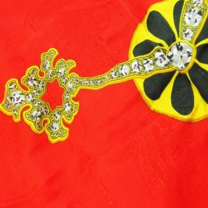 Cartier must de Cartier スカーフ スクエア 大判 時計モチーフ ジャカード ロゴ 赤 レッド 緑