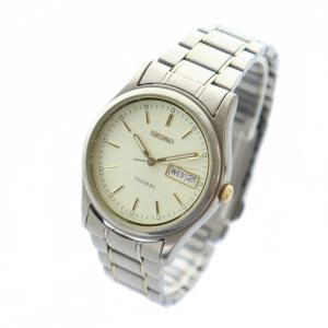 SEIKO TITANIUM チタニウム 腕時計 ウォッチ クォーツ チタン デイデイト カレンダー付き ゴールド色
