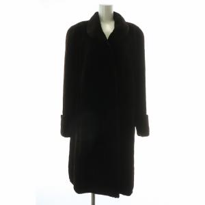 銀サガ ファーコート アウター 毛皮 シェアードミンク ロング 肩パッド F  茶色 ブラウン /XZ