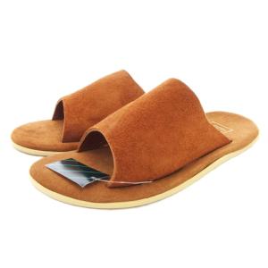 タグ付き シャワーサンダル スライド ロゴ スエード レザー 9 茶 ブラウン PTS705BHR /GV