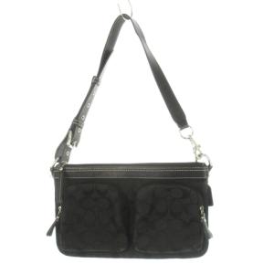 ショルダーバッグ ボディバッグ キャンバス レザー 革 シグネチャー 黒 ブラック /CK26 GY11