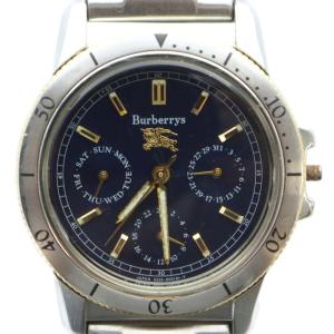 ジャンク品 腕時計 クォーツ 青文字盤 クロノグラフ シルバー色 6329-G31239