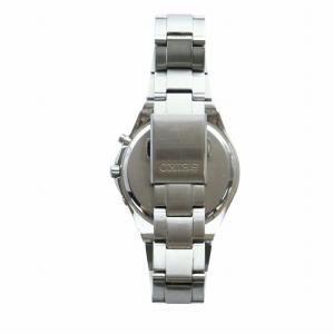SEIKO ラジオウェーブコントロール 腕時計 ウォッチ ソーラー 白文字盤 ロゴ カレンダー付き シルバー色 7B42-0AL0