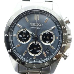 ジャンク品 腕時計 ウォッチ クォーツ クロノグラフ デイト カレンダー付き 青文字盤 ロゴ シルバー色