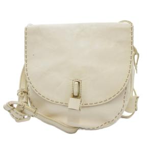 ショルダーバッグ レザー 斜め掛け クロスボディ 牛革 ロゴ 白 ホワイト /FT GY11