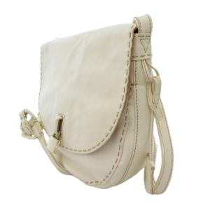 genten ショルダーバッグ レザー 斜め掛け クロスボディ 牛革 ロゴ 白 ホワイト /FT GY11