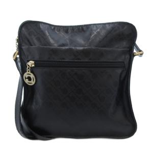 ショルダーバッグ 斜め掛け クロスボディ PVC レザー 総柄 黒 ブラック /FT GY11