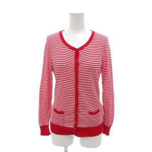 ボーダーカーディガン ニット コットン 長袖 38 M 赤 レッド 白 ホワイト /FT GY18