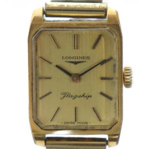 フラッグシップ Flagship ジャンク品 腕時計 ウォッチ 手巻き ロゴ スクエア ゴールド色 GY11