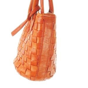 Dakota トートバッグ レザー 革 イントレチャート 編み込み オレンジ /CK24 GY18