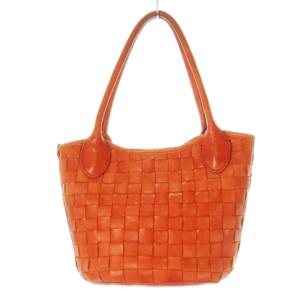 Dakota トートバッグ レザー 革 イントレチャート 編み込み オレンジ /CK24 GY18
