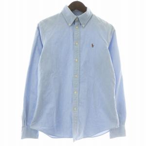 ボタンダウンシャツ ワイシャツ オックスフォード 長袖 ポニー ロゴ 刺繍 M 青 ブルー /XZ GY18