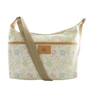 ショルダーバッグ PVC レザー ロゴ 総柄 シルバー金具 ベージュ 白 ホワイト /XZ GY18