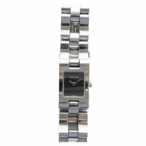 GUCCI 腕時計 ウォッチ クォーツ 黒文字盤 ロゴ スクエア シルバー色 2305L GY18 /MQ OH