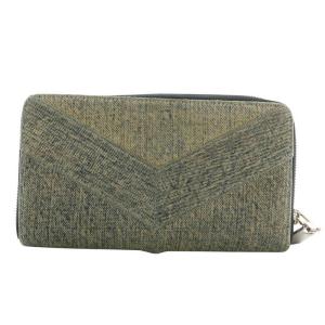 DIESEL 長財布 デニム キャンバス レザー ラウンドファスナー ロゴ シルバー金具 青 ブルー 黒 ブラック /XZ