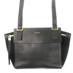 ショルダーバッグ レザー 革 スエード フラップ 切替 ロゴ 黒 ブラック /CK13 GY18