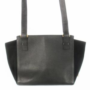 FURLA ショルダーバッグ レザー 革 スエード フラップ 切替 ロゴ 黒 ブラック /CK13 GY18