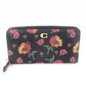 アコーディオン ジップ ウォレット・フローラル プリント 長財布 ロングウォレット 小銭入れあり ラウンド