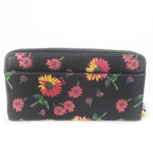 COACH アコーディオン ジップ ウォレット・フローラル プリント 長財布 ロングウォレット 小銭入れあり ラウンド