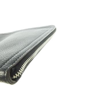 TAKEO KIKUCHI セカンドバッグ クラッチバッグ レザー 革 シボ革 ロゴ型押し ラウンド 黒 ブラック /CK3 GY18