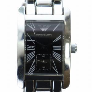 腕時計 ウォッチ スクエア クォーツ 黒文字盤 ローマン ロゴ シルバー色 AR-0157 GY18 /MQ