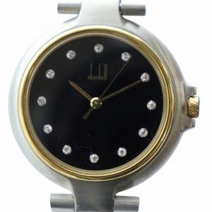 ミレニアム 腕時計 クォーツ 12P ラインストーン 黒文字盤 コンビカラー