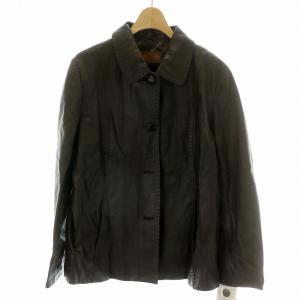 シープスキン レザー ジャケット ブルゾン アウター 羊革 総裏地 13号 茶 ブラウン /MP GY18