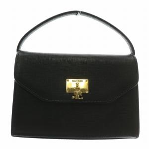 ハンドバッグ ショルダー 2WAY レザー ロゴ ゴールド金具 黒 ブラック /XZ GY11