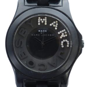 腕時計 ウォッチ クォーツ 黒文字盤 ロゴ ラインストーン 黒 ブラック MBM4527 GY11 /MQ