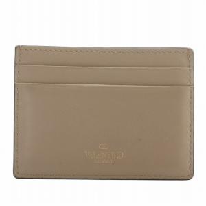 VALENTINO GARAVANI カードケース カード入れ レザー スタッズ ロゴ ベージュ /XZ GY11