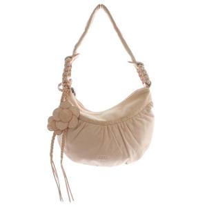 ハンドバッグ ワンショルダー レザー 花 フラワー フリンジ ロゴ ピンク /XZ GY18