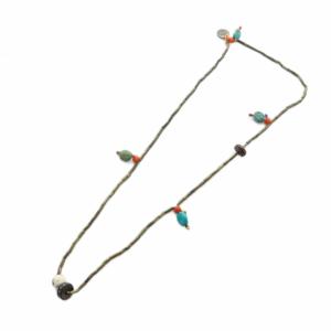 ネックレス アクセサリー ペンダント ビーズ ストーン ロゴ 茶 ブラウン GY18 /MQ