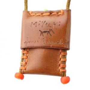 ネックレス アクセサリー ペンダント レザー ステッチ ロゴ 茶 ブラウン GY18 /MQ