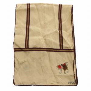 スカーフ 絹 シルク ライン ロゴ 茶色 ブラウン /XZ OH GY11