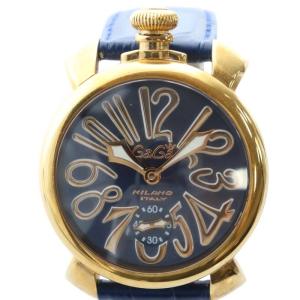 MANUALE 48 腕時計 手巻き レザーベルト スモセコ 青文字盤