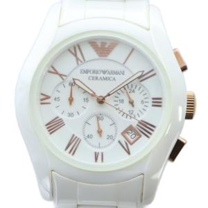 腕時計 ウォッチ クォーツ カレンダー付き クロノグラフ ロゴ 白 ホワイト AR1416 GY18 /MQ