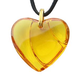 ネックレス アクセサリー ペンダント ロゴ ガラス ハート 黄 イエロー GY18 /MQ