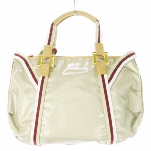 Orobianco ハンドバッグ 2way ショルダーバッグ レザー 革 コーティング ラインテープ ロゴ ベージュ /CK18