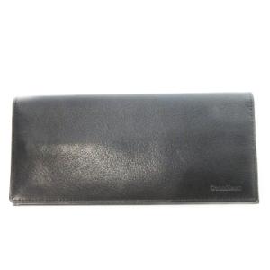 長財布 ロングウォレット 小銭入れあり オイルソフトレザー 革 ロゴ型押し 黒 ブラック /CK27 GY18