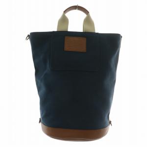 ヘリテージ ソリッド トートバッグ ショルダー 2WAY キャンバス レザー バケツ型 ロゴ 紺 ネイビー