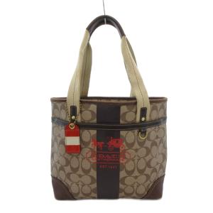 11349 ハンドバッグ トート シグネチャー PVC レザー 革 ロゴ 茶 ブラウン /FT GY18